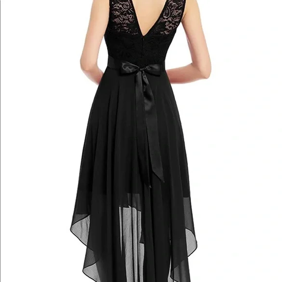 Floral Lace Chiffon Hi-Lo Swing Party Dress - Picture 2 of 4